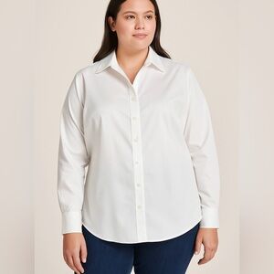 Gold Label Investments White Non-Iron Button Down Shirt Size 18 Cotton Office